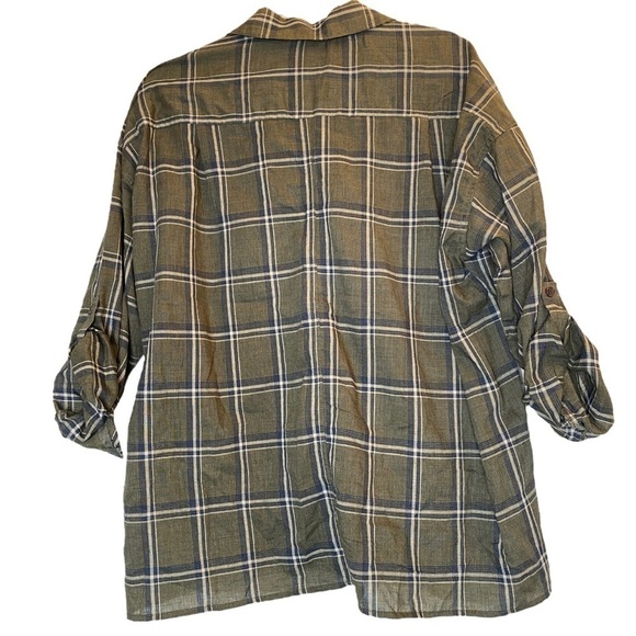 MAX STUDIO GREEN FLANNEL BUTTON DOWN SIZE LARGE - Picture 5 of 5